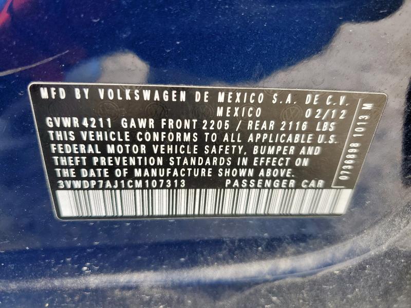 2012 VOLKSWAGEN JETTA SE - 3VWDP7AJ1CM107313