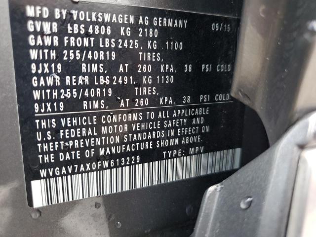 2015 VOLKSWAGEN TIGUAN S WVGAV7AX0FW613229