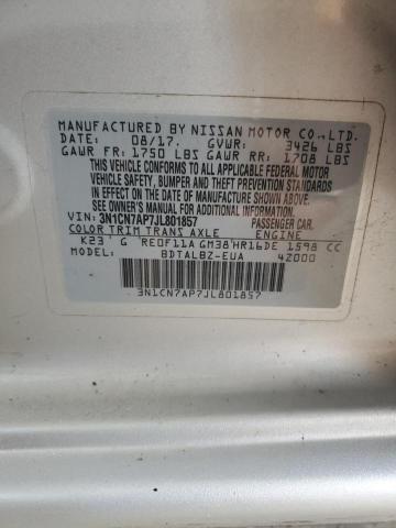 2018 NISSAN VERSA S - 3N1CN7AP7JL801857