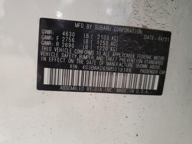 2021 SUBARU LEGACY PRE 4S3BWAD65M3019188