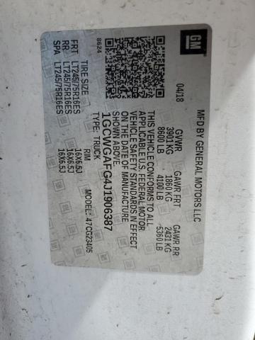 2018 CHEVROLET EXPRESS G2 1GCWGAFG4J1906387