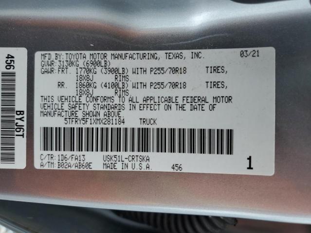 2021 TOYOTA TUNDRA DOU - 5TFRY5F1XMX281184