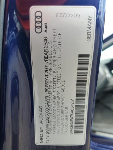 2019 AUDI S4 PREMIUM WAUB4AF47KA034251