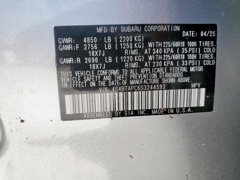 2025 SUBARU OUTBACK TOURING 4S4BTAPC6S3244593