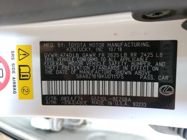 2019 LEXUS ES 350 58ABZ1B18KU011175