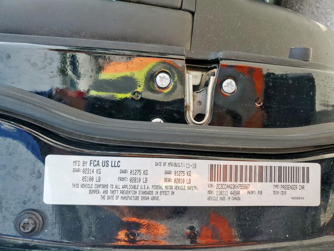 2019 CHRYSLER 300 TOURING 2C3CCAAG3KH755667