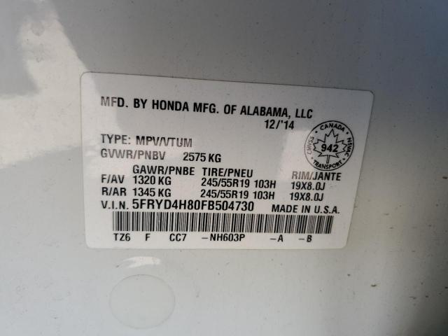2015 ACURA MDX ADVANC 5FRYD4H80FB504730
