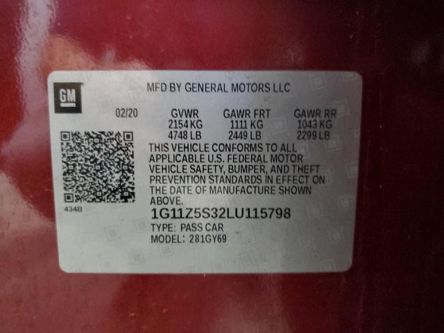 2020 CHEVROLET IMPALA LT 1G11Z5S32LU115798