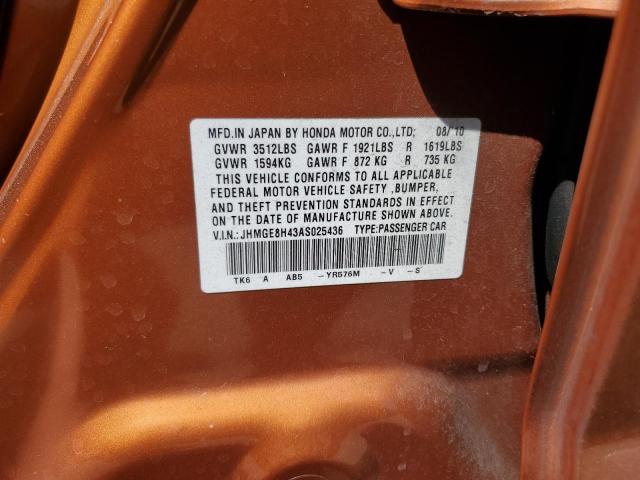2010 HONDA FIT SPORT - JHMGE8H43AS025436
