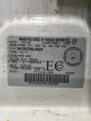 2016 NISSAN MICRA 3N1CK3CP0GL265325