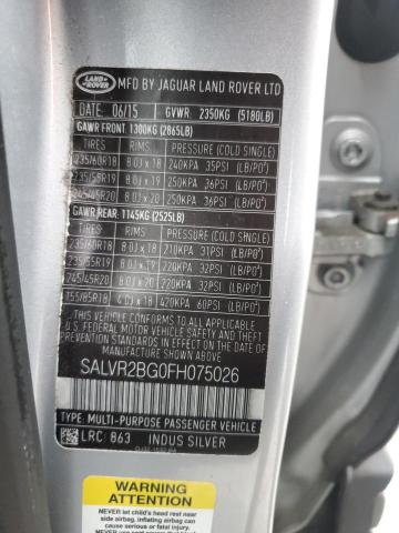 2015 LAND ROVER RANGE ROVE SALVR2BG0FH075026