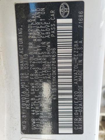 2019 TOYOTA CAMRY L - 4T1B11HK0KU764696