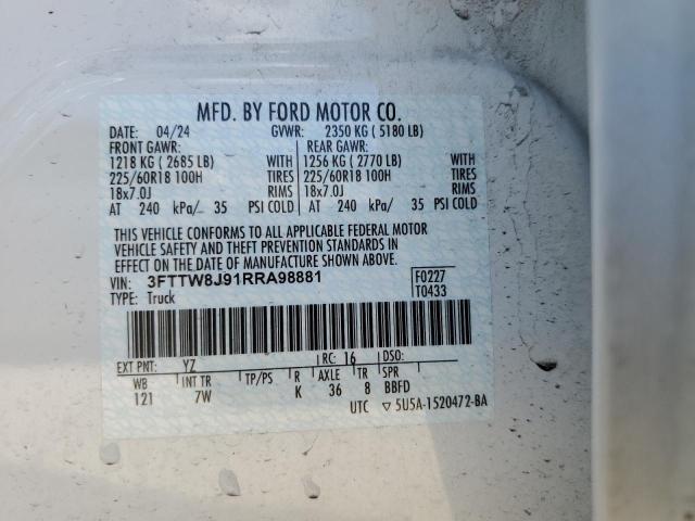 2024 FORD MAVERICK X 3FTTW8J91RRA98881