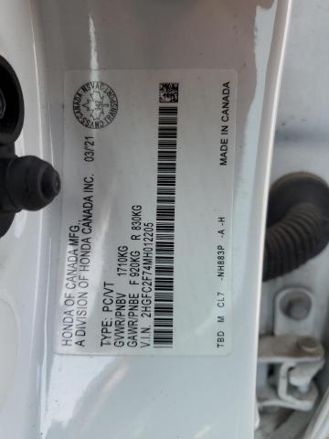2021 HONDA CIVIC EX 2HGFC2F74MH012205