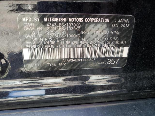 2019 MITSUBISHI OUTLANDER JA4AP3AUXKU009507