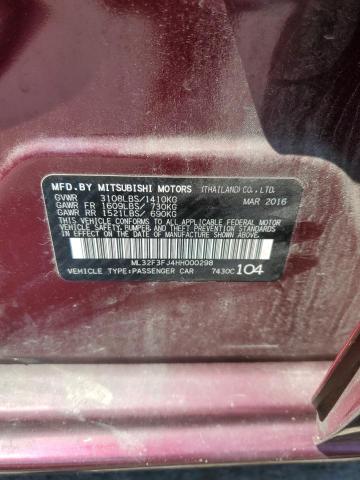 2017 MITSUBISHI MIRAGE G4 ML32F3FJ4HH000298