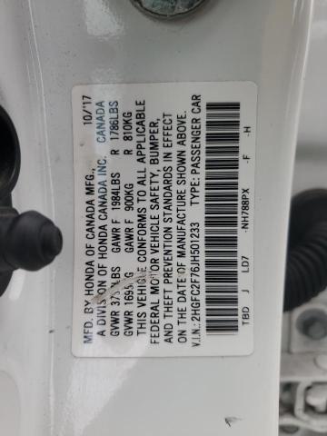 2018 HONDA CIVIC EX 2HGFC2F76JH501233