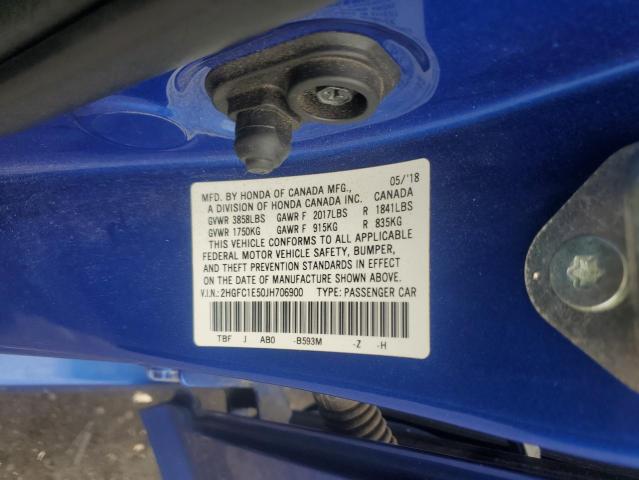 2018 HONDA CIVIC SI 2HGFC1E50JH706900