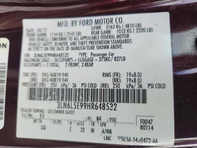 2017 LINCOLN MKZ RESERV 3LN6L5E99HR648532