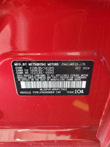 2024 MITSUBISHI MIRAGE G4 ML32FUFJ6RHF17502