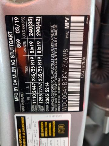 2019 MERCEDES-BENZ GLC 300 4M WDC0G4KB9KV178698