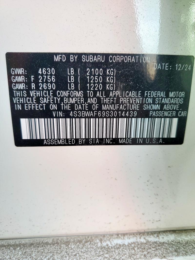 2025 SUBARU LEGACY PRE 4S3BWAF69S3014439