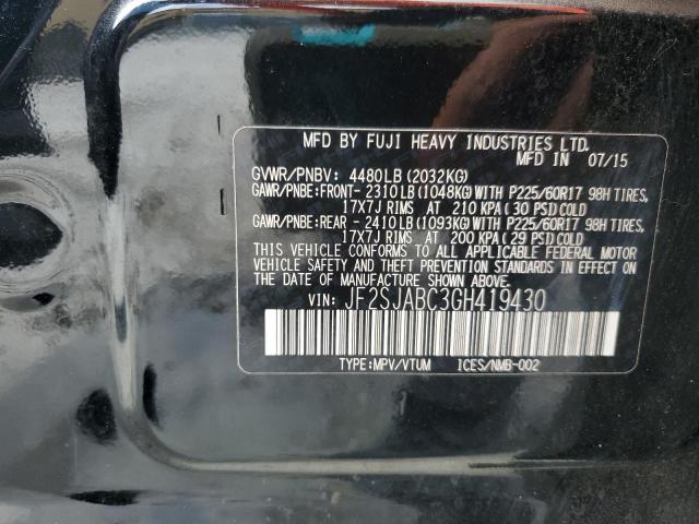 2016 SUBARU FORESTER 2 JF2SJABC3GH419430
