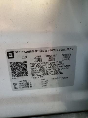 2019 CHEVROLET TRAX LS 3GNCJNSB7KL255067