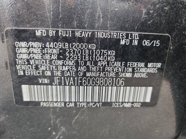 2016 SUBARU WRX PREMIU JF1VA1F60G9808106
