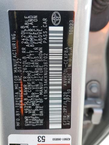 2022 TOYOTA CAMRY XSE 4T1K31AKXNU036702