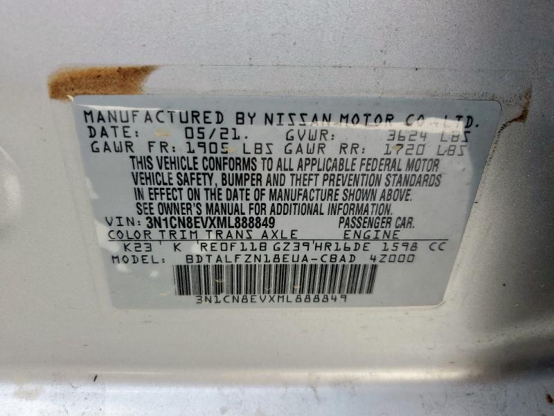 2021 NISSAN VERSA SV - 3N1CN8EVXML888849