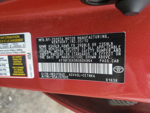 2011 TOYOTA CAMRY BASE - 4T1BF3EK9BU604964