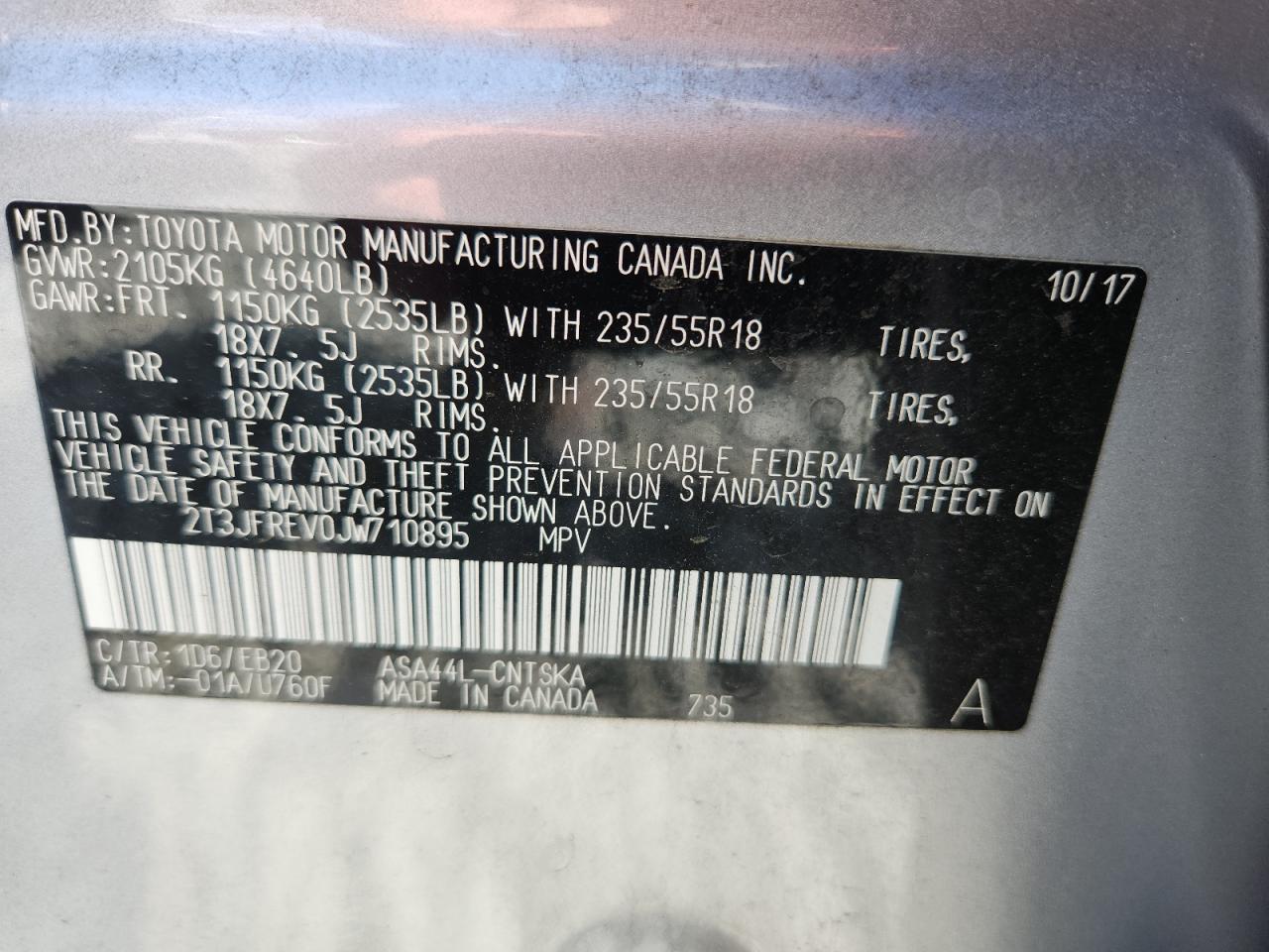 Lot #3203157792 2018 TOYOTA RAV4 SE