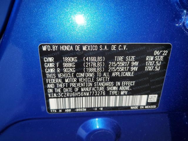 2022 HONDA HR-V EX 3CZRU6H56NM773276