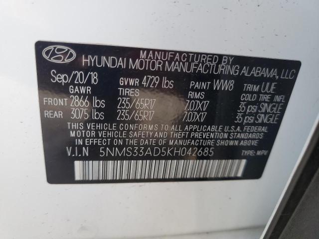 2019 HYUNDAI SANTA FE S 5NMS33AD5KH042685