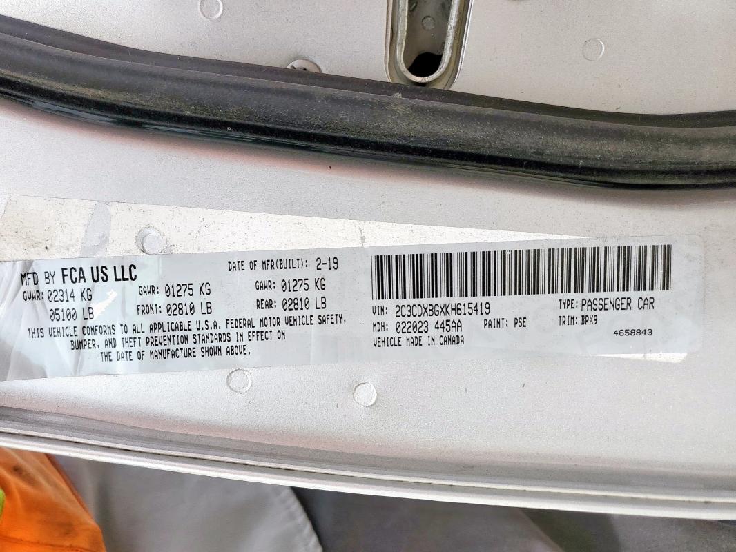 2019 DODGE CHARGER SX 2C3CDXBGXKH615419