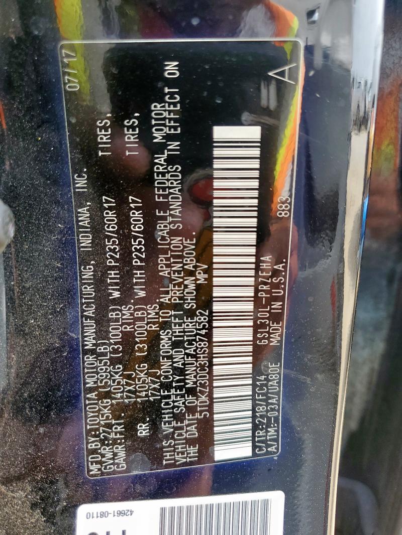 2017 TOYOTA SIENNA LE 5TDKZ3DC3HS874582