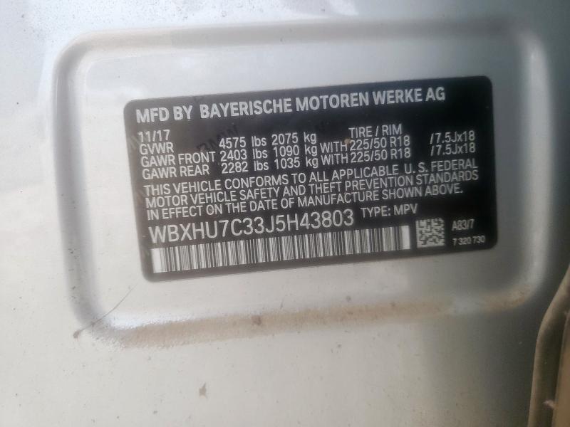 2018 BMW X1 SDRIVE2 WBXHU7C33J5H43803