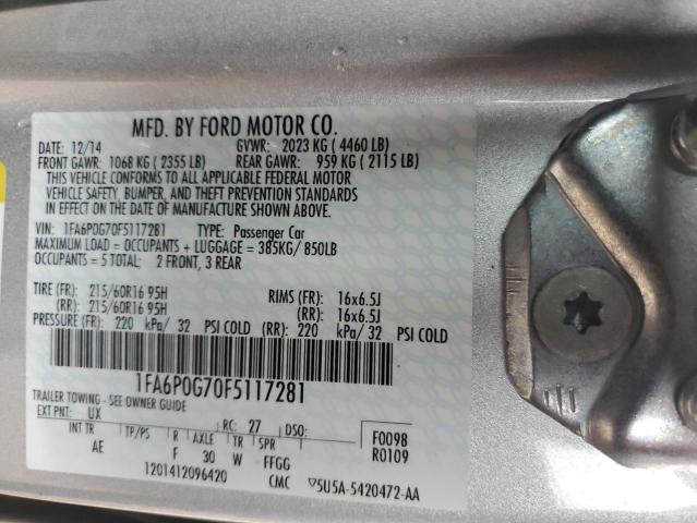 2015 FORD FUSION S 1FA6P0G70F5117281