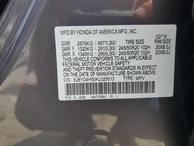 2019 ACURA MDX TECHNO 5J8YD4H50KL025613