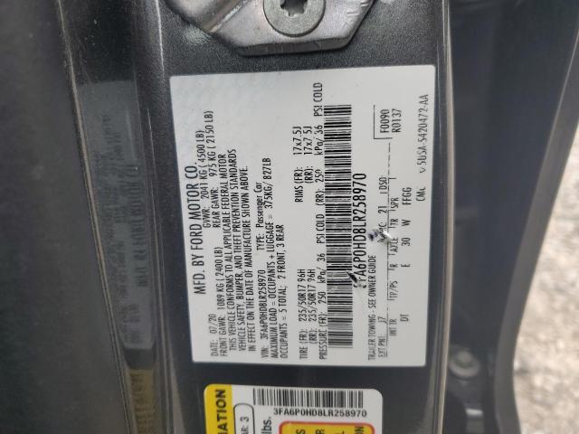 2020 FORD FUSION SE 3FA6P0HD8LR258970