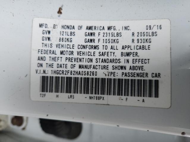2017 HONDA ACCORD EXL 1HGCR2F82HA058260