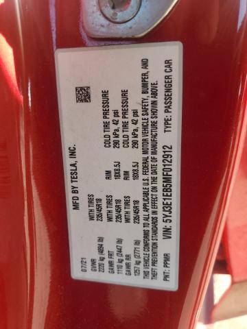 2021 TESLA MODEL 3 5YJ3E1EB5MF012912
