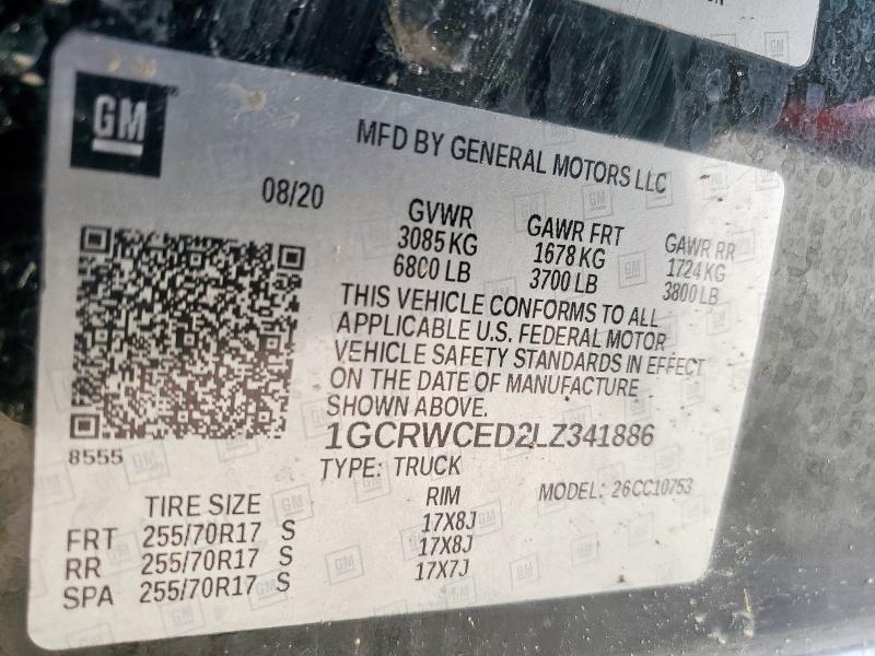 2020 CHEVROLET SILVERADO C1500 LT 1GCRWCED2LZ341886