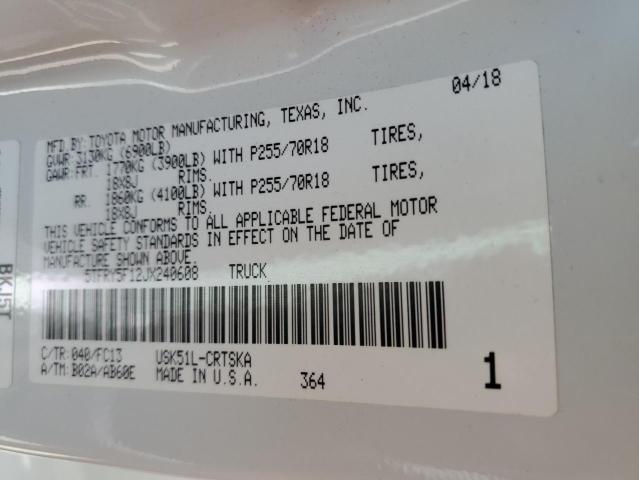 2018 TOYOTA TUNDRA DOU 5TFRY5F12JX240608