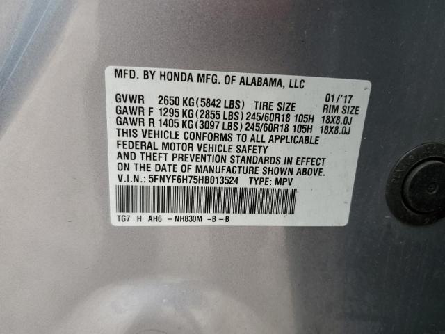 2017 HONDA PILOT EXLN 5FNYF6H75HB013524