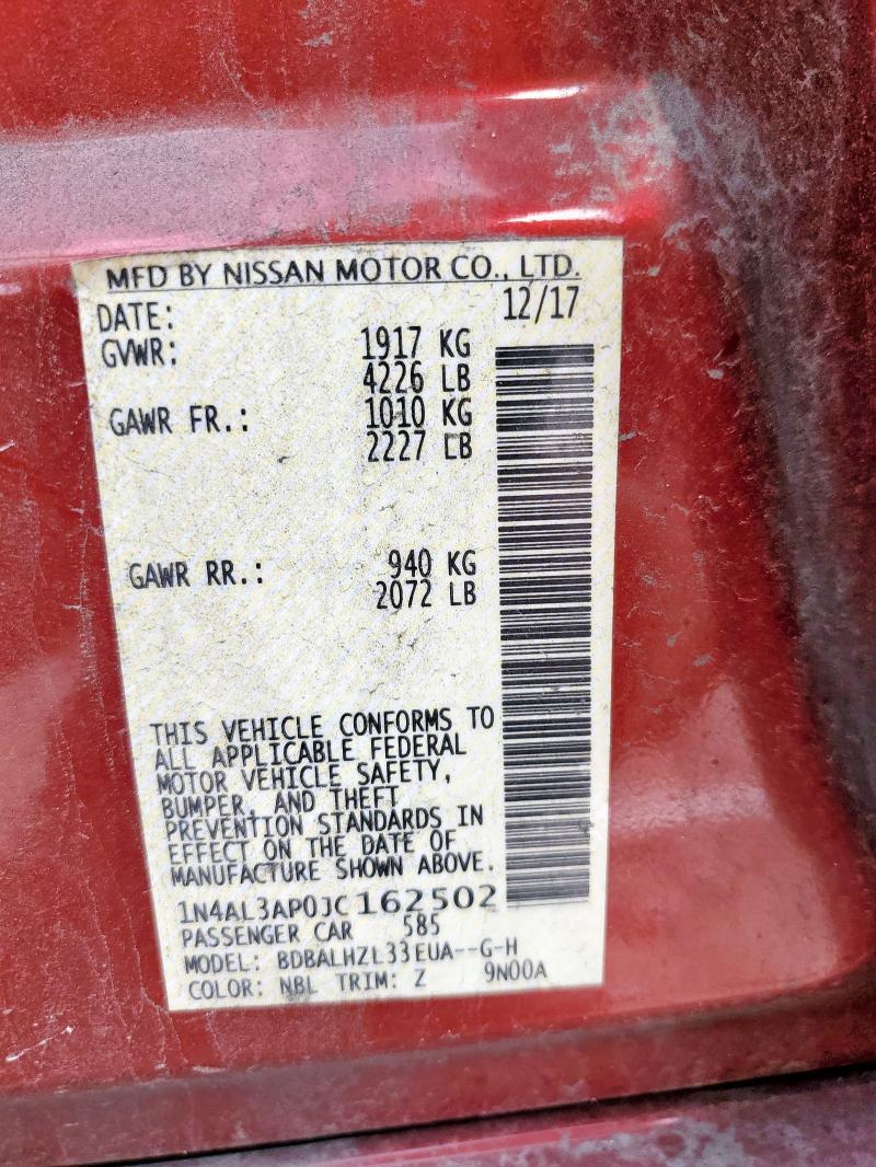 2018 NISSAN ALTIMA 2.5 1N4AL3AP0JC162502