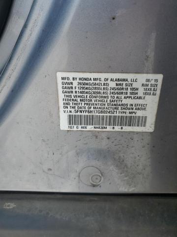 2016 HONDA PILOT LX 5FNYF6H17GB024521