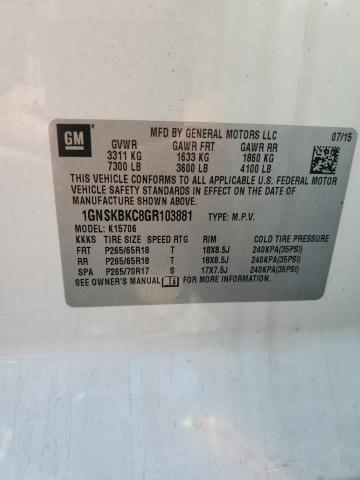 2016 CHEVROLET TAHOE K150 1GNSKBKC8GR103881