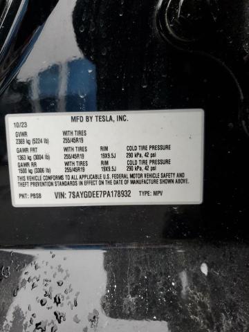 2023 TESLA MODEL Y 7SAYGDEE7PA178932